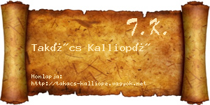 Takács Kalliopé névjegykártya